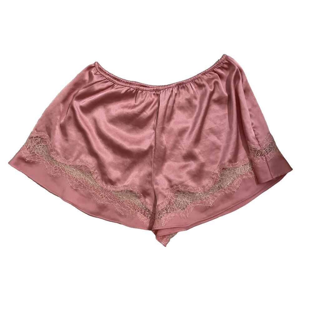 Victoria's Secret Satin Tap Shorts Light Pink Lace Trim Sleep Pajama Bottoms XS